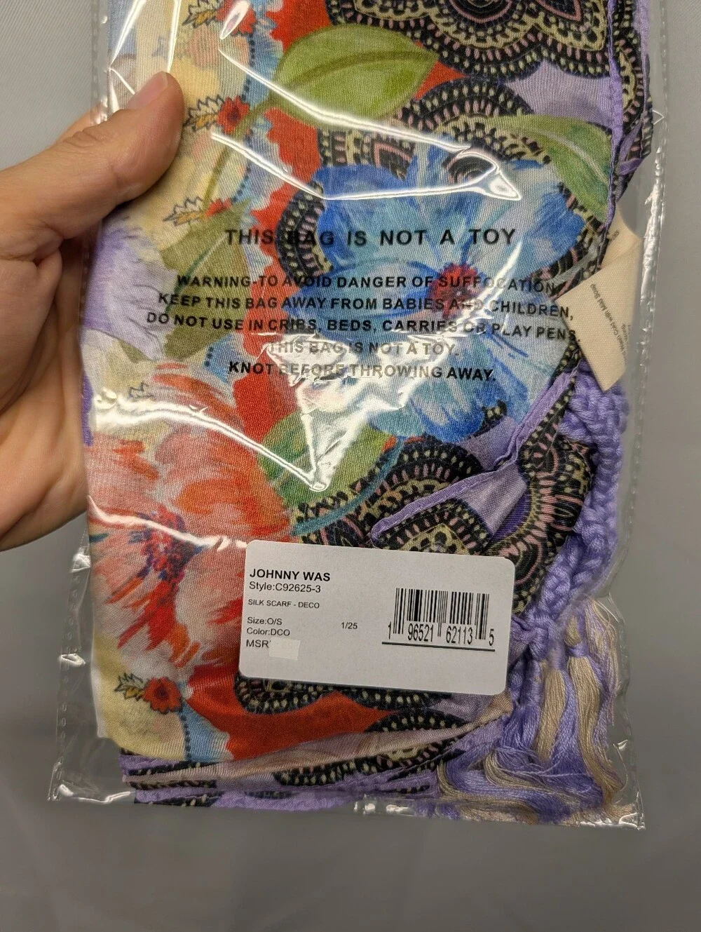 Johnny Was Floral Silk Satin Scarf Wrap - Deco Multicolor NWT
